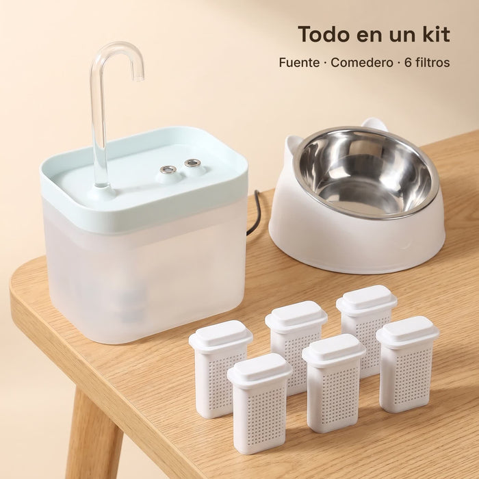 Kit Mielo Flow + Bowl: fuente, comedero y 6 filtros