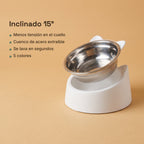 Comedero inclinado 15° con cuenco de acero extraíble